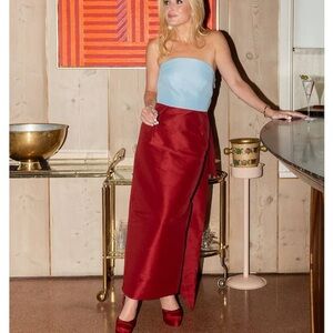 ANTONIO MELANI Red and Blue Maxi Dress